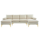 Linen U Shaped Sectional Couch