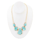 Slabs of Blue Turquoise Golden Statement Necklace
