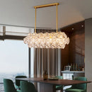 GobekUsa Sleek 4-Bulb Snowflake Crystal Pendant Light Fixture: Modern Clear Oblong Design for Hanging Island