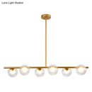 GobekUsa Sleek 6-Light Modern Island Pendant: Transparent Glass Ceiling Light for Dining Table