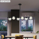 GobekUsa Sleek 6-Light Modern Island Pendant: Transparent Glass Ceiling Light for Dining Table