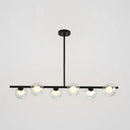 GobekUsa Sleek 6-Light Modern Island Pendant: Transparent Glass Ceiling Light for Dining Table