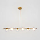 GobekUsa Sleek 6-Light Modern Island Pendant: Transparent Glass Ceiling Light for Dining Table