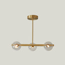 GobekUsa Sleek and Elegant Linear Gold Island Pendant Lighting with Spherical Glass Shades for Dining Table