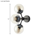 GobekUsa Sleek Black Glass Wall Mounted Vanity Light with 3 Spherical Bulbs - Modern Bathroom Lighting