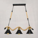 GobekUsa Sleek Black Spiral Rope Pendant Light Fixture with Loft Style Bar Island Lamp and Cone Shade