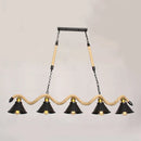 GobekUsa Sleek Black Spiral Rope Pendant Light Fixture with Loft Style Bar Island Lamp and Cone Shade