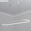 GobekUsa Sleek Black & White Ellipse Hanging Lamp - Simplicity 27"/35.5" L - LED Island Light Fixture for Dining Table