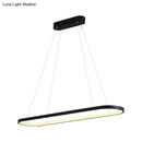 GobekUsa Sleek Black & White Ellipse Hanging Lamp - Simplicity 27"/35.5" L - LED Island Light Fixture for Dining Table