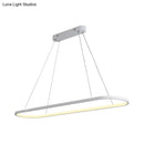 GobekUsa Sleek Black & White Ellipse Hanging Lamp - Simplicity 27"/35.5" L - LED Island Light Fixture for Dining Table