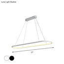 GobekUsa Sleek Black & White Ellipse Hanging Lamp - Simplicity 27"/35.5" L - LED Island Light Fixture for Dining Table