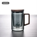 Sleek dark gray double walled glass tea cup with wooden lid kitchen by Decorbites