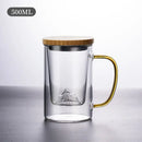 Sleek dark gray double walled glass tea cup with wooden lid kitchen by Decorbites