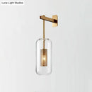 GobekUsa Sleek Glass Capsule Sconce - Minimalist 1-Light Wall Mount with Wire Mesh Guard