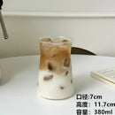 Sleek glass iced latte coffee cup with wood band kitchen tumbler by Decorbites