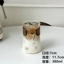 Sleek glass iced latte coffee cup with wood band kitchen tumbler by Decorbites