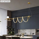 GobekUsa Sleek Gold Curves Pendant Light with Simplicity LED and Ball Shade