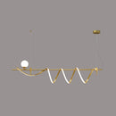 GobekUsa Sleek Gold Curves Pendant Light with Simplicity LED and Ball Shade