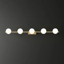 GobekUsa Sleek Gold Linear Vanity Wall Light with Milky Ball Glass Sconce for Bathroom