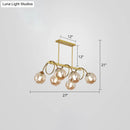 GobekUsa Sleek Gold Spiral Island Light - Post-Modern Metal Ceiling Hang Lamp with Ball Glass Shade