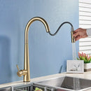 GobekUsa Gold Swivel Kitchen Faucet with Pull Down Sprayer