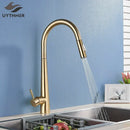 GobekUsa Gold Swivel Kitchen Faucet with Pull Down Sprayer