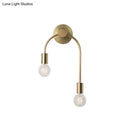 GobekUsa Sleek Iron Wall Mounted Lamp - Minimalist 2-Light Black/Gold Sconce with Bare Bulb Design