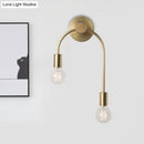 GobekUsa Sleek Iron Wall Mounted Lamp - Minimalist 2-Light Black/Gold Sconce with Bare Bulb Design