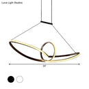 GobekUsa Sleek Metal Island Pendant with LED Suspension Lighting in Black/White for Warm/White Light