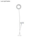 GobekUsa Sleek Metal Round USB Mirror Lamp with Portable LED Fill Lighting and Flexible Arm, Simplicity Black/White Finish