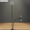 GobekUsa Sleek Metal Round USB Mirror Lamp with Portable LED Fill Lighting and Flexible Arm, Simplicity Black/White Finish