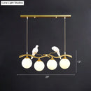 GobekUsa Sleek Postmodern Glass Pendant Light with Twig and Bird Deco - 4-Bulb Ceiling Hanging Fixture