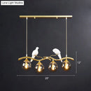 GobekUsa Sleek Postmodern Glass Pendant Light with Twig and Bird Deco - 4-Bulb Ceiling Hanging Fixture