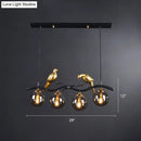 GobekUsa Sleek Postmodern Glass Pendant Light with Twig and Bird Deco - 4-Bulb Ceiling Hanging Fixture
