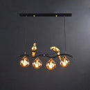 GobekUsa Sleek Postmodern Glass Pendant Light with Twig and Bird Deco - 4-Bulb Ceiling Hanging Fixture