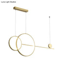 GobekUsa Sleek Ring and Linear LED Hanging Lamp: Minimalistic Metal Chandelier for Dining Rooms and Islands
