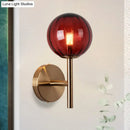 GobekUsa Sleek Round Wall Lighting: Simplicity Glass Bedside Sconce Light with Pencil Arm - Red/Green/Amber (1 Bulb Fix)