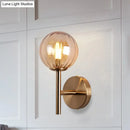 GobekUsa Sleek Round Wall Lighting: Simplicity Glass Bedside Sconce Light with Pencil Arm - Red/Green/Amber (1 Bulb Fix)