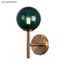 GobekUsa Sleek Round Wall Lighting: Simplicity Glass Bedside Sconce Light with Pencil Arm - Red/Green/Amber (1 Bulb Fix)