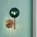 GobekUsa Sleek Round Wall Lighting: Simplicity Glass Bedside Sconce Light with Pencil Arm - Red/Green/Amber (1 Bulb Fix)