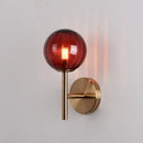 GobekUsa Sleek Round Wall Lighting: Simplicity Glass Bedside Sconce Light with Pencil Arm - Red/Green/Amber (1 Bulb Fix)