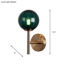 GobekUsa Sleek Round Wall Lighting: Simplicity Glass Bedside Sconce Light with Pencil Arm - Red/Green/Amber (1 Bulb Fix)