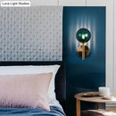 GobekUsa Sleek Round Wall Lighting: Simplicity Glass Bedside Sconce Light with Pencil Arm - Red/Green/Amber (1 Bulb Fix)
