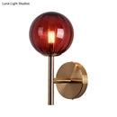 GobekUsa Sleek Round Wall Lighting: Simplicity Glass Bedside Sconce Light with Pencil Arm - Red/Green/Amber (1 Bulb Fix)