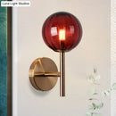 GobekUsa Sleek Round Wall Lighting: Simplicity Glass Bedside Sconce Light with Pencil Arm - Red/Green/Amber (1 Bulb Fix)