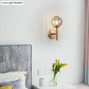 GobekUsa Sleek Round Wall Lighting: Simplicity Glass Bedside Sconce Light with Pencil Arm - Red/Green/Amber (1 Bulb Fix)