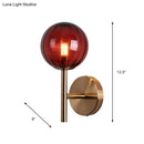GobekUsa Sleek Round Wall Lighting: Simplicity Glass Bedside Sconce Light with Pencil Arm - Red/Green/Amber (1 Bulb Fix)