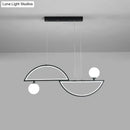 GobekUsa Sleek Semi-Circle Island Light Fixture with LED and Opal Glass Shade for Dining Room