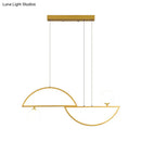 GobekUsa Sleek Semi-Circle Island Light Fixture with LED and Opal Glass Shade for Dining Room