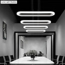 GobekUsa Sleek Silver LED Office Island Ceiling Light - Acrylic Pendulum Design